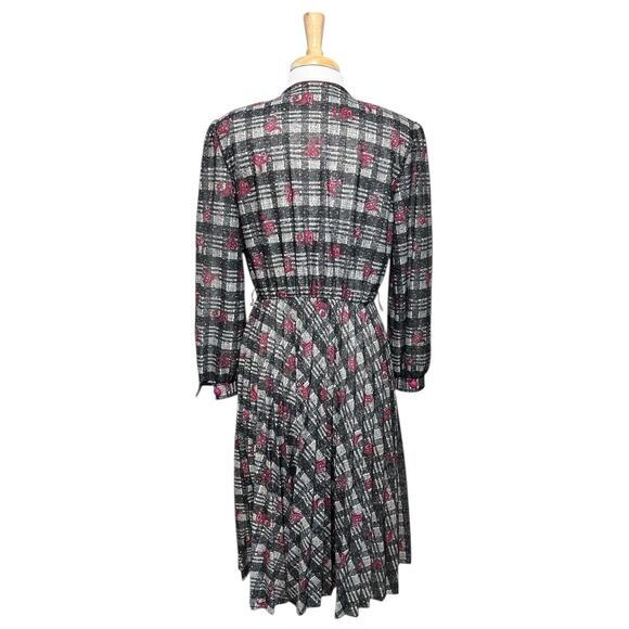 Vintage CATHY SUE 80s Whimsigoth Paisley Modest Pleated Secretary Dress Large - Picture 6 of 8